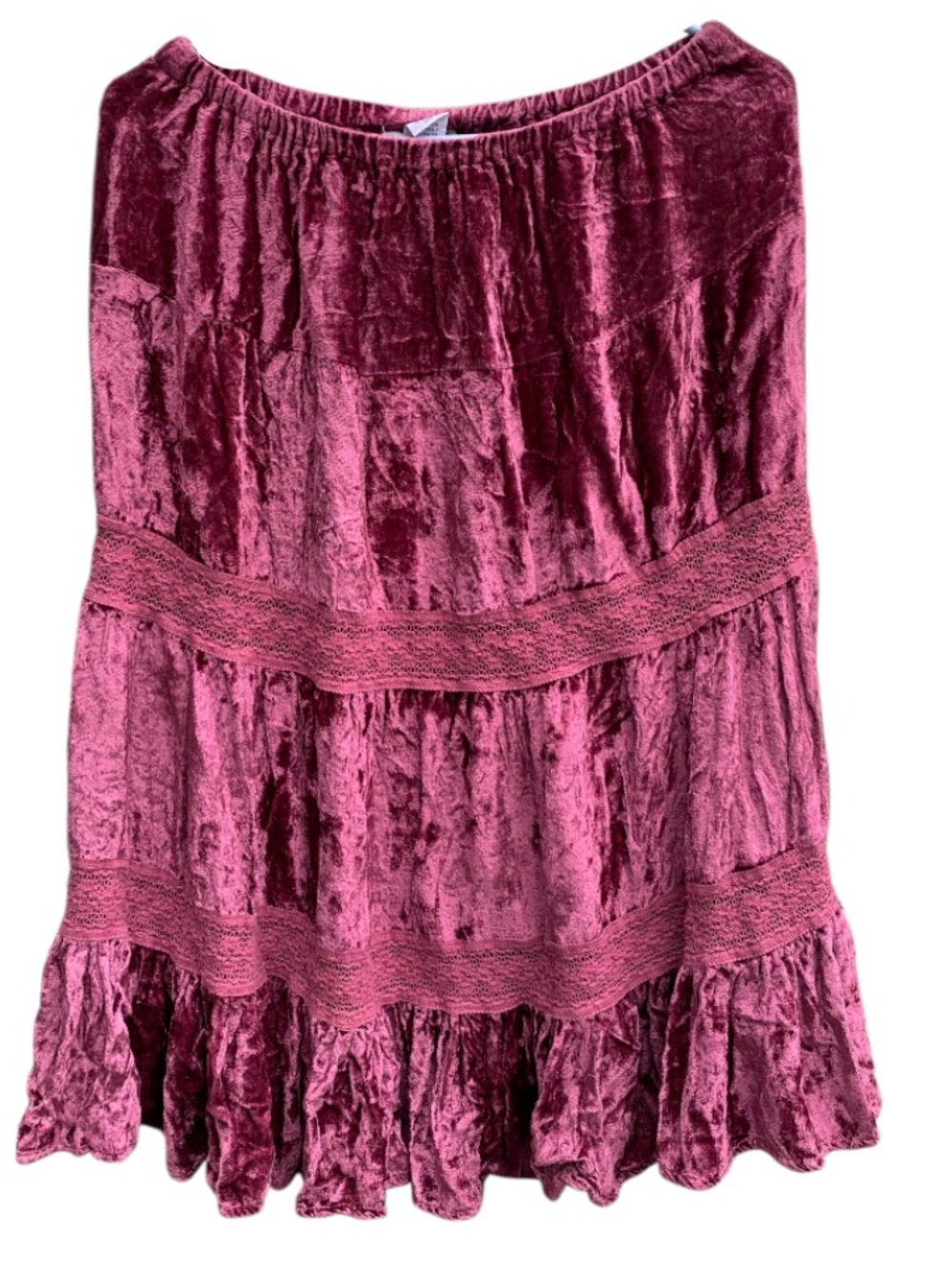 Younique Velvet Tiered Skirt - Wine